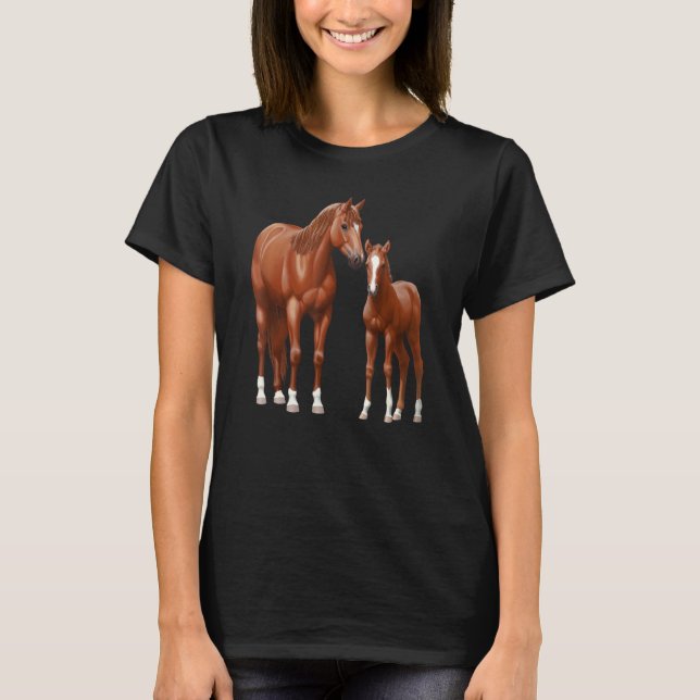 Camiseta Chestnut Sorrel Quarter Horse Mare & Cute Foto (Frente)