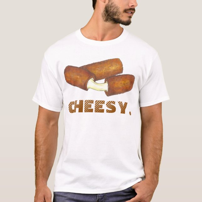 Camiseta Chesy Mozzarella Cheese Sticks Lixo Comida (Frente)
