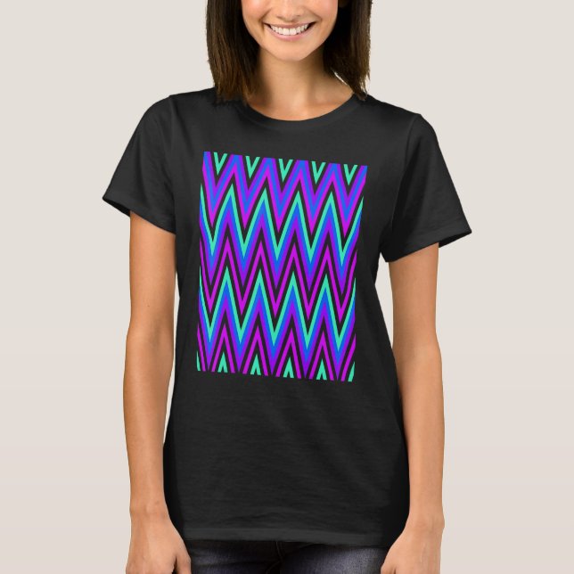 Camiseta Chevron In Purple Blue Aqua Zigzags (Frente)