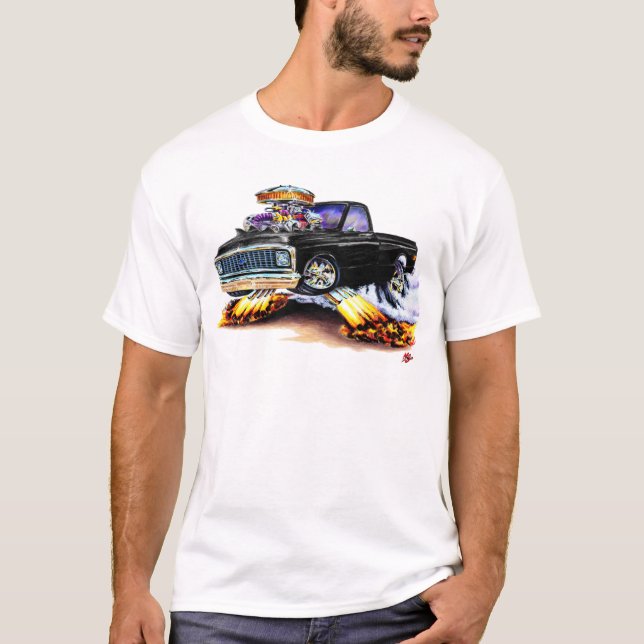 Camiseta Chevy 1970-72 C10 Longbed preto (Frente)