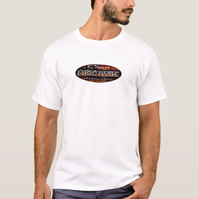Camiseta Chevy Biscayne - clássico americano do emblema (Frente)