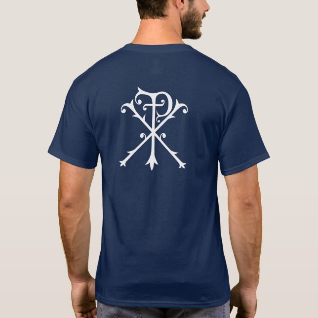 Camiseta Chi Rho - Símbolo do Inspiração Cristão Cristo (Verso)