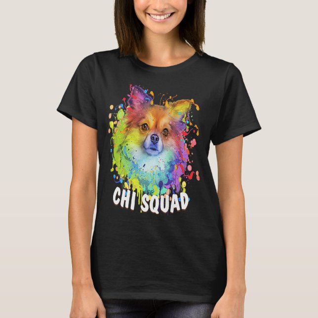 Camiseta Chi Squad Chihuahua Fur Mom Chiwawa Fur Dad Animal (Frente)