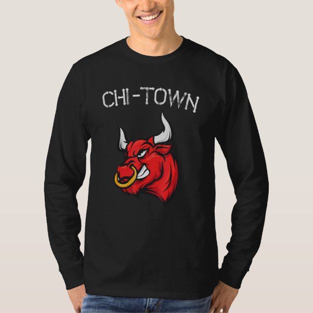 Camiseta Chi Town Bull Chicago Fãs De Basquete 23 Para Masc (Frente)