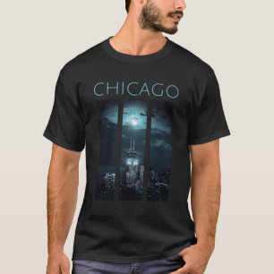 Camiseta Chi Town Night Light Centro Chicago Skyscraper S