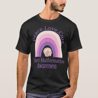 Camiseta Chiari Malformation Peace Love Cure Consciência 