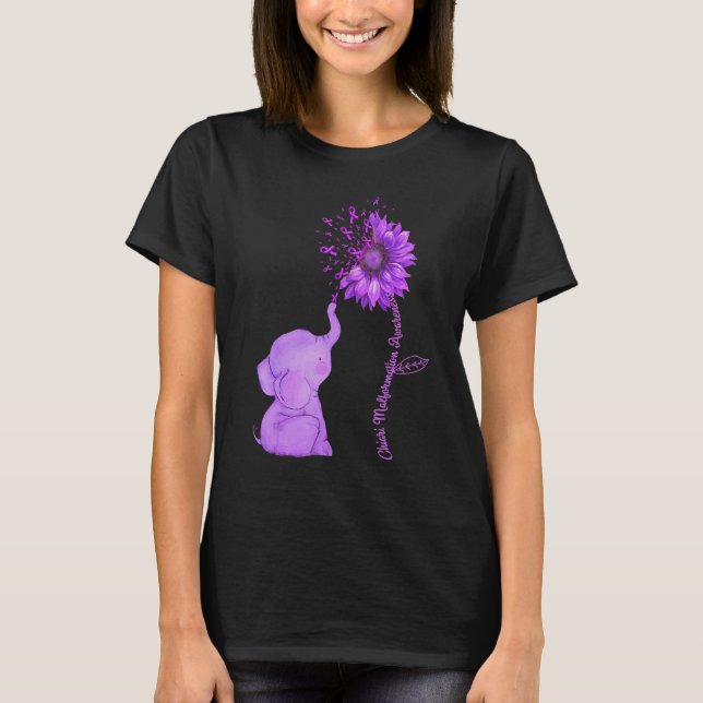 Camiseta Chiari Malformation Sensibilizar Girassol Roxo Ele (Frente)