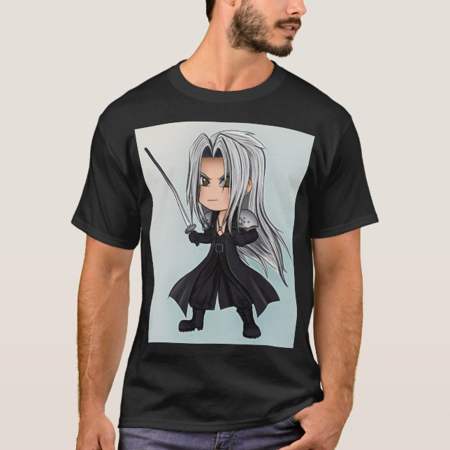 Camiseta Chibi Anti-Herói de Cabelos Prateados (Frente)