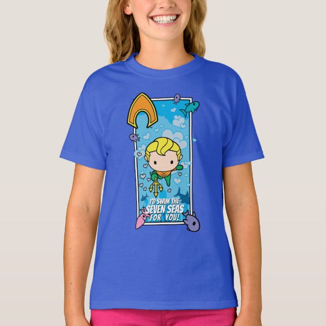 Camiseta Chibi Aquaman - Vou Natação Os Sete Mares (Frente)