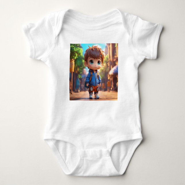 Camiseta Chibi Boy em 4D: Realismo Vibrante (Frente)