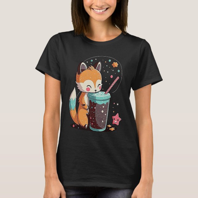 Camiseta Chibi Bubble Tea Fox  Boba Tea (Frente)