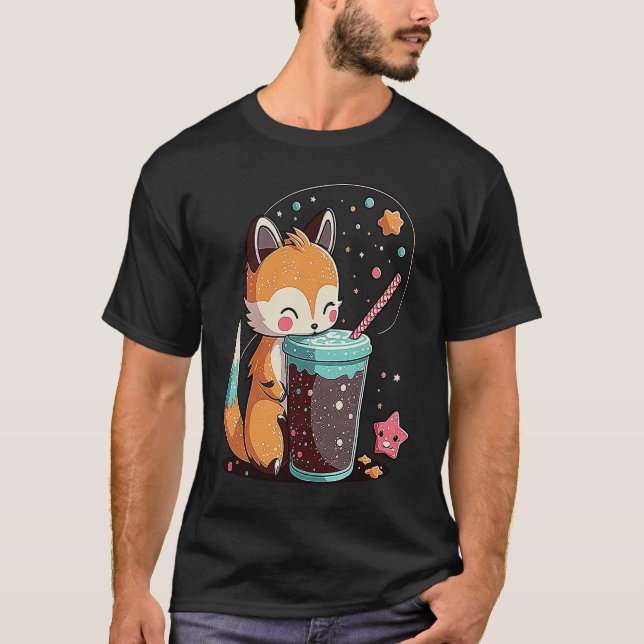 Camiseta Chibi Bubble Tea Fox  Boba Tea (Frente)