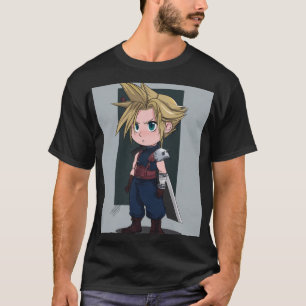 Camiseta Chibi Buster‑Blade Hero   Guerreiro Fofo de Cabelo