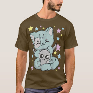 Camiseta Chibi Cat Kawaii Anime Neko Gótico Fairy Kei