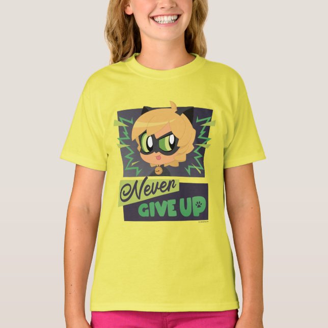 Camiseta Chibi Cat Noir Nunca Desiste (Frente)