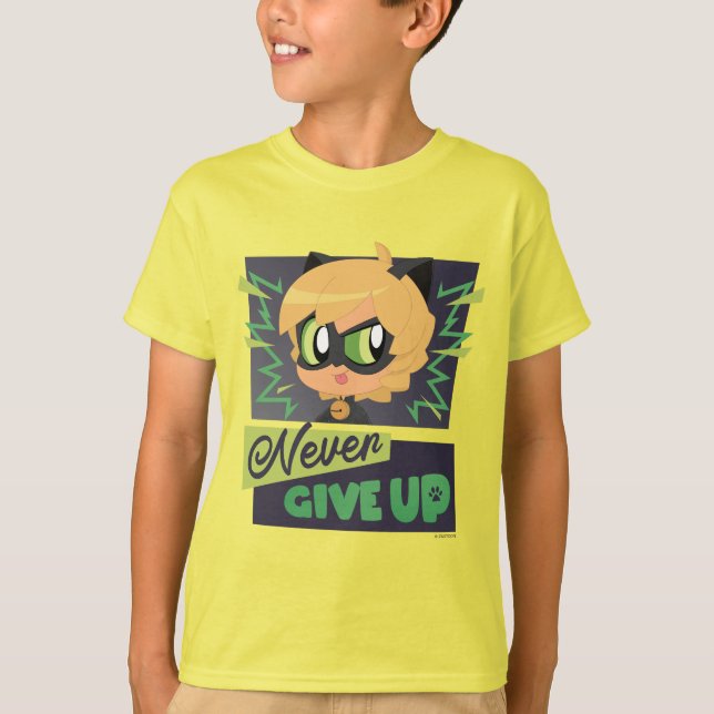 Camiseta Chibi Cat Noir Nunca Desiste (Frente)