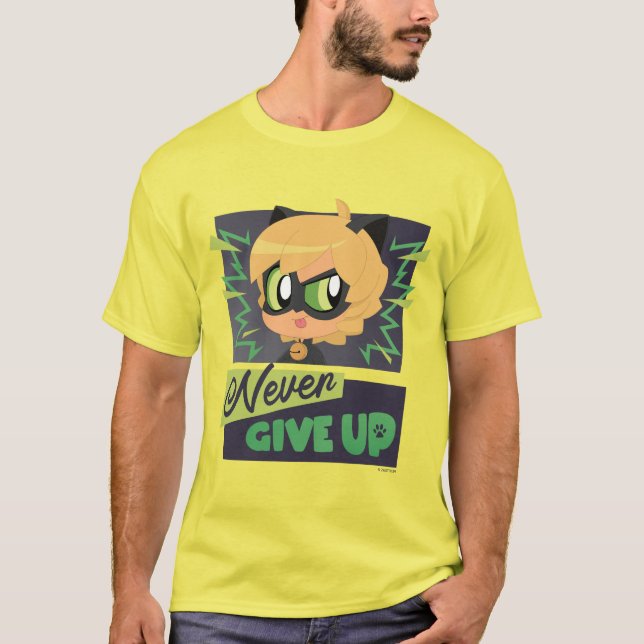 Camiseta Chibi Cat Noir Nunca Desiste (Frente)