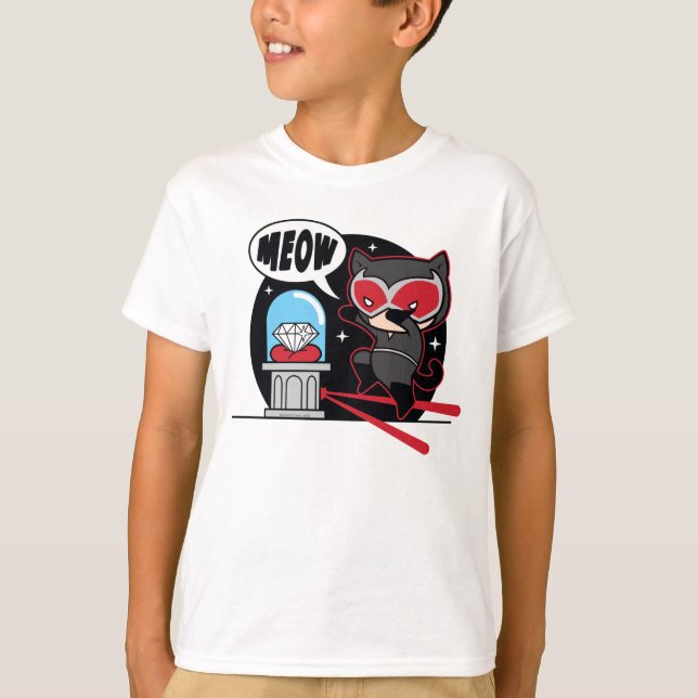 Camiseta Chibi CatWomen Roubando Um Diamante (Frente)