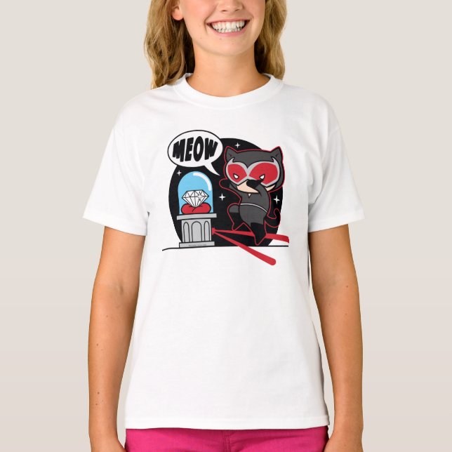 Camiseta Chibi CatWomen Roubando Um Diamante (Frente)