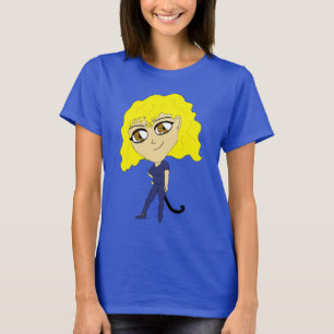 Camiseta Chibi com uma cauda de gato