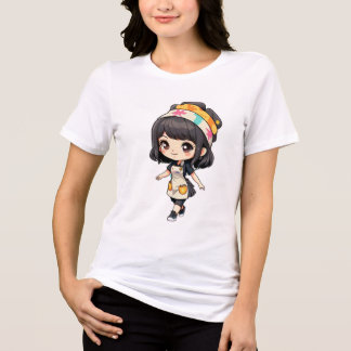 Camiseta chibi Estampado divertido Moda casual Art