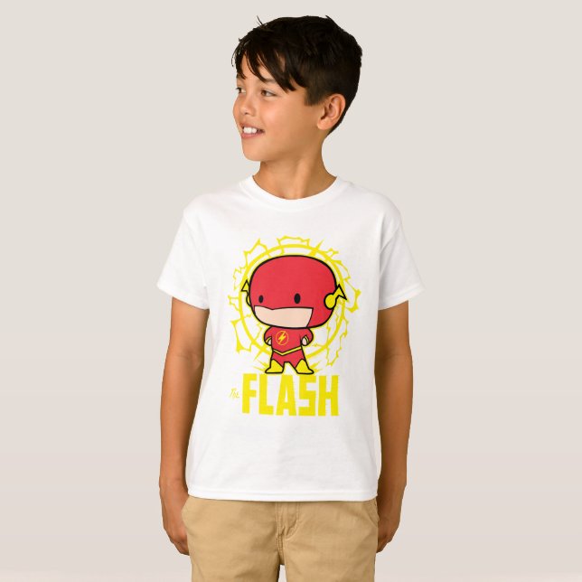 Camiseta Chibi Flash com eletricidade (Frente Completa)