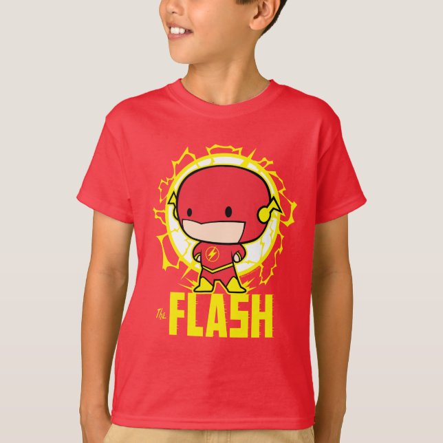 Camiseta Chibi Flash com eletricidade (Frente)