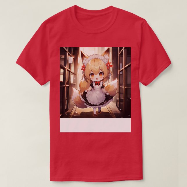 Camiseta Chibi Fox Maid (Frente do Design)