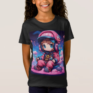 Camiseta Chibi Gamer sobre algodão doce