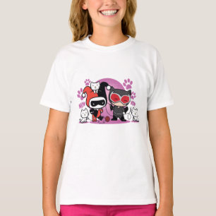 Camiseta Chibi Harley Quinn & Chibi Catman Com Gatos