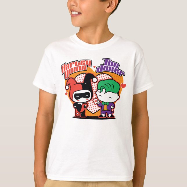 Camiseta Chibi Harley Quinn & Chibi Joker Hearts (Frente)