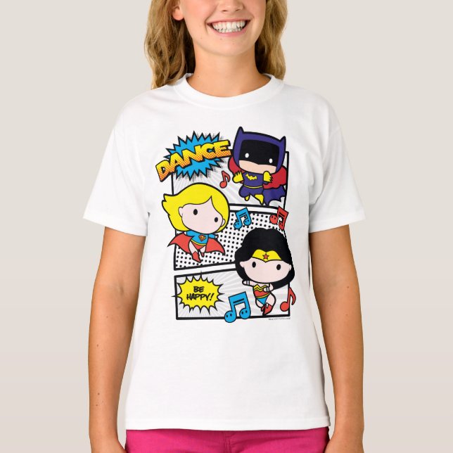 Camiseta Chibi Heroes Dançando (Frente)