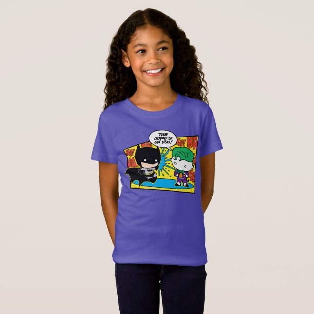 Camiseta Chibi Joker Pranking Chibi Batman (Frente Completa)