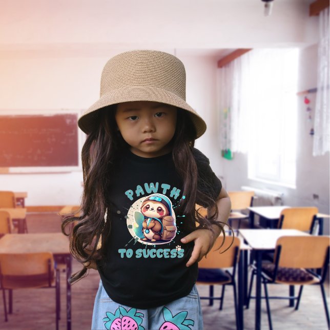 Camiseta Chibi Kawaii Sloth Name Ano escolar nas costas (Criador carregado)