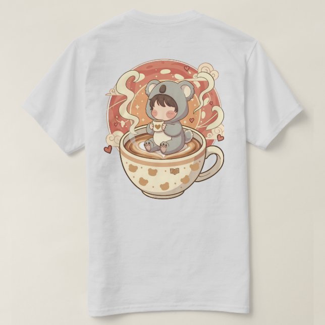 Camiseta Chibi Koala Coffee Adventure Men's Graphic T-Shirt (Verso do Design)