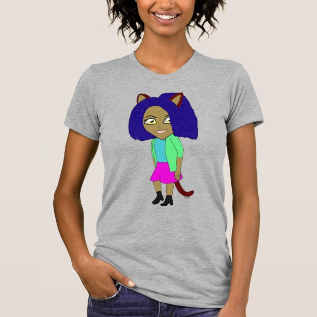 Camiseta chibi menina gato (Frente)