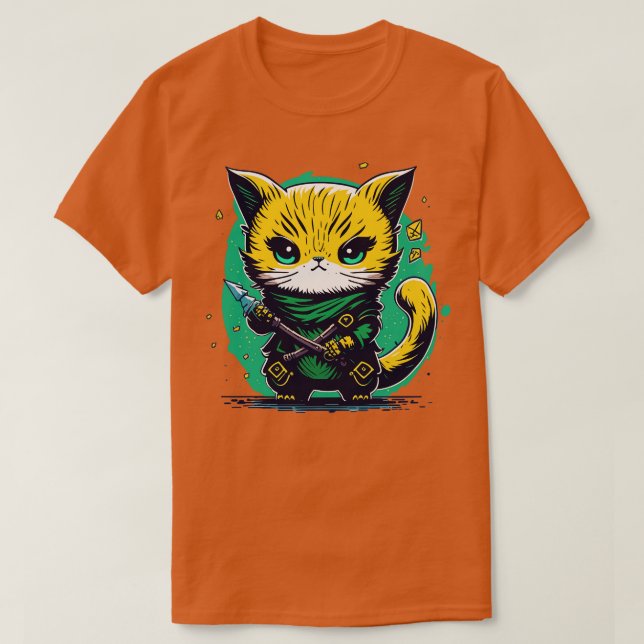 Camiseta Chibi ninja Munchkin cat (Frente do Design)