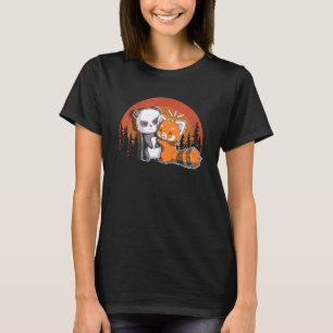 Camiseta Chibi Panda Bear Abraça Panda Vermelha - Crianças