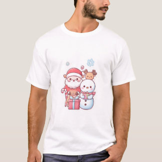 Camiseta Chibi Papai Noel & Amigos