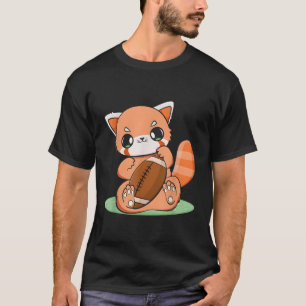 Camiseta Chibi Red Panda Com O Esporte De Futebol Otaku