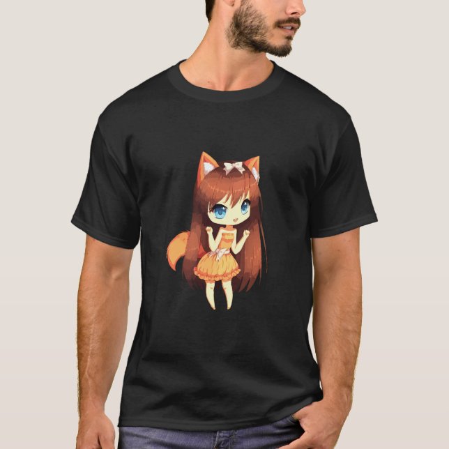 Camiseta Chibi Style Kawaii Japonesa Animadora Com Fox Ea (Frente)
