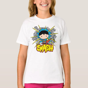 Camiseta Chibi Super-Homem Esmagando Pela Parede De Brick