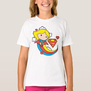 Camiseta Chibi Supergirl Flying Rainbow
