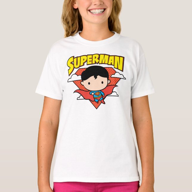 Camiseta Chibi Superman Bolinhas Shield e Nome (Frente)