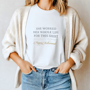 Camiseta Chic Clássico Caligrafia Feliz Aposentadoria