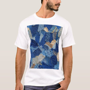 Camiseta Chic de Patches: Diversão de Padrão de Tecido