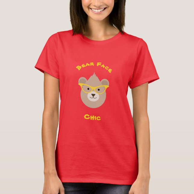 Camiseta Chic do rosto do urso (Frente)