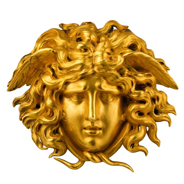 Camiseta Chic Elegante Francês Dourado Medusa Haute Couture (Criador carregado)