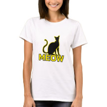 Chic Feline Charm - "MEOW" Cat Silhouette T Shirt