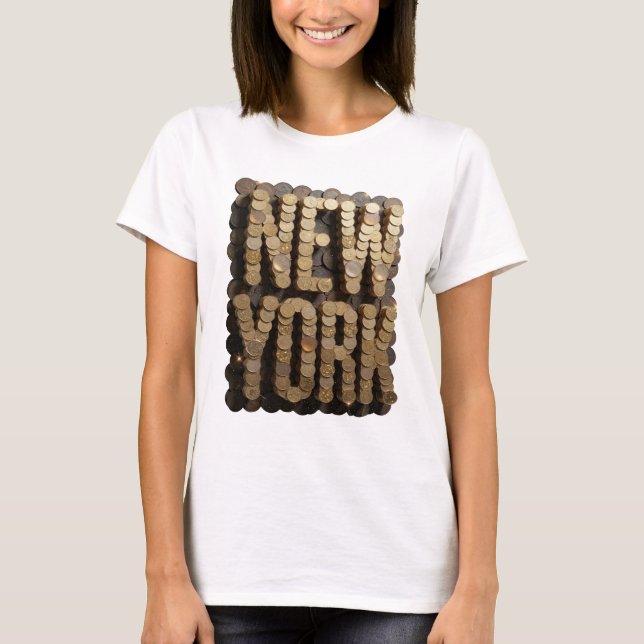Camiseta Chic Gold NEW YORK Design de Slogan (Frente)